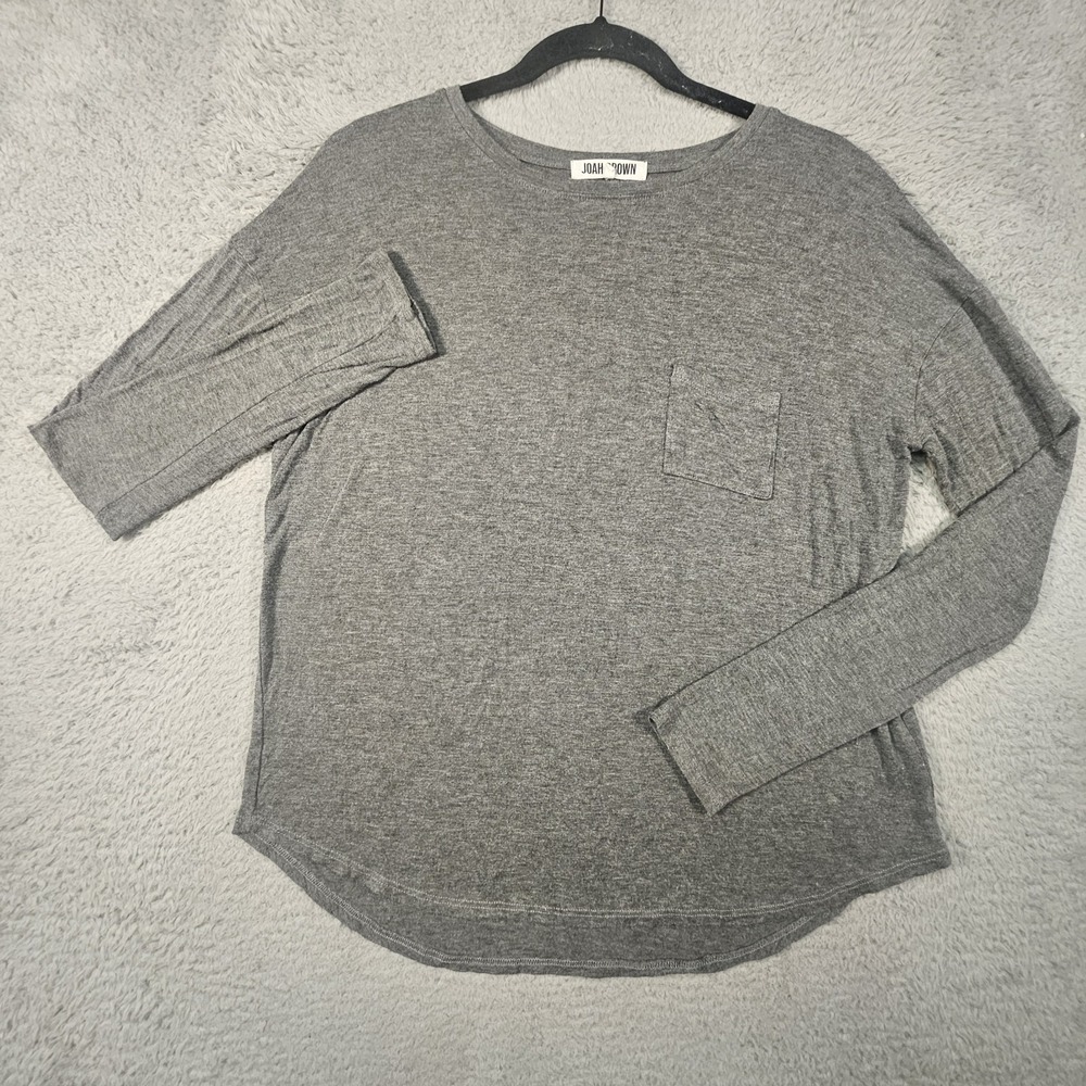 Joah brown Top Women‎ M/L Gray Pocket Crop Quiet Luxury Slouchy Minimalist Cozy